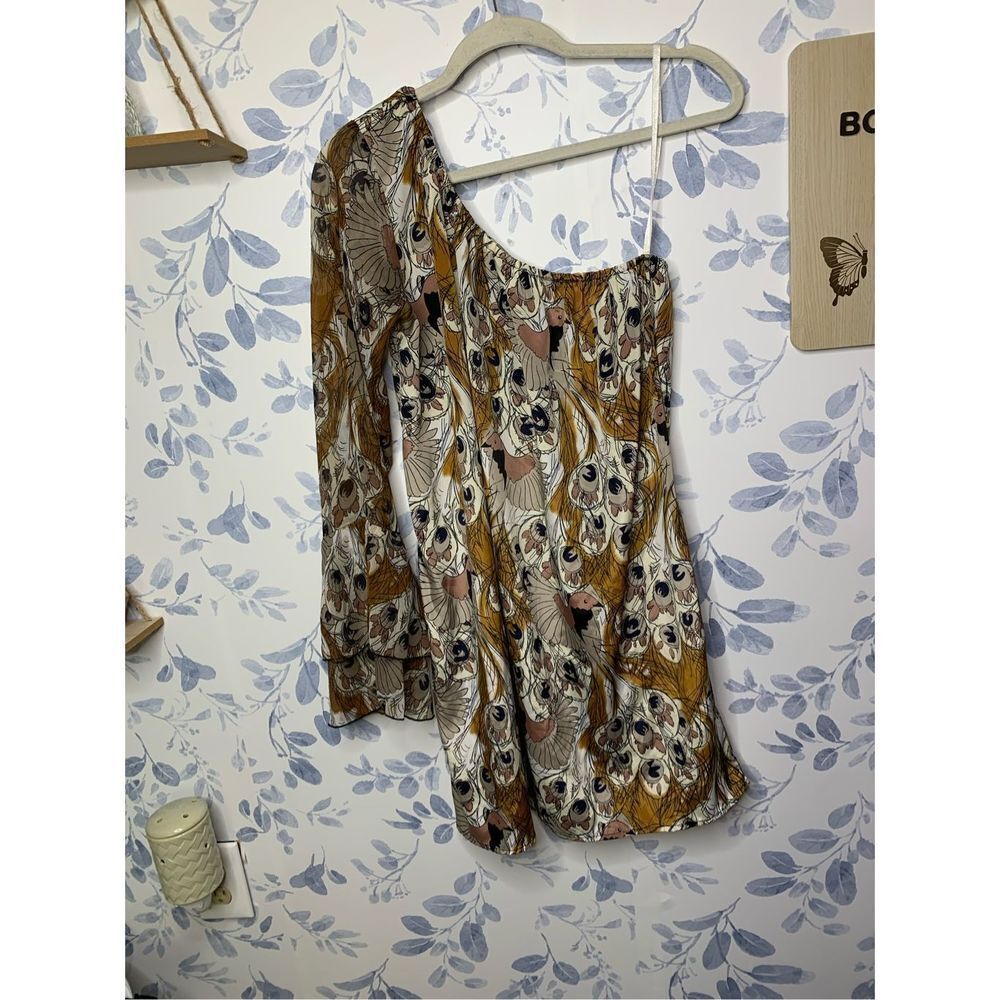 Vero Moda Amina Vintage One Shoulder Mini Dress Size M - Picture 2 of 6